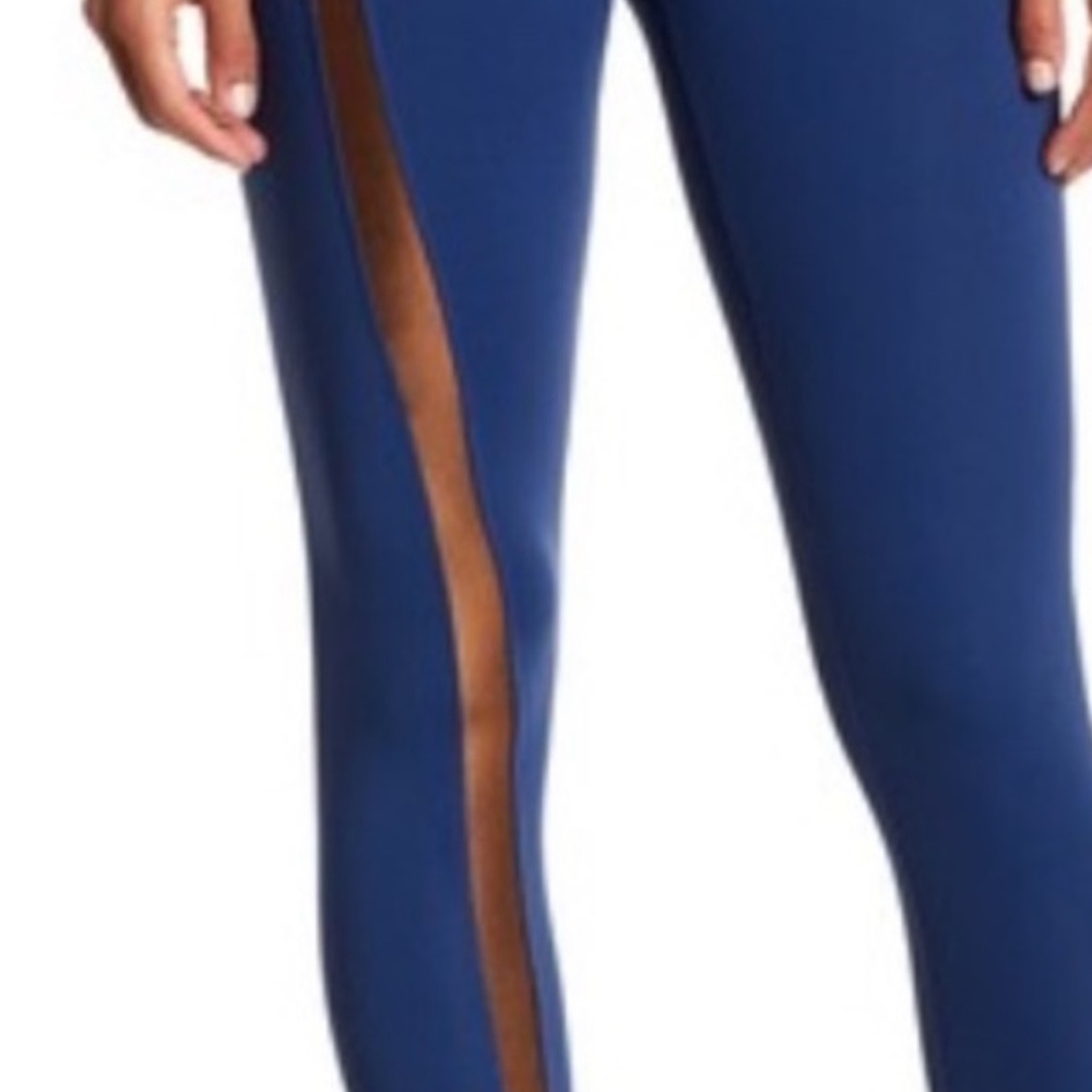 Electric Yoga Blue Leggings Metallic Stripe Large